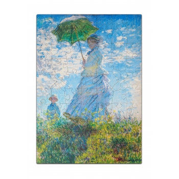 Drewniane puzzle A3 Claude Monet "Kobieta z parasolem" duże elementy.